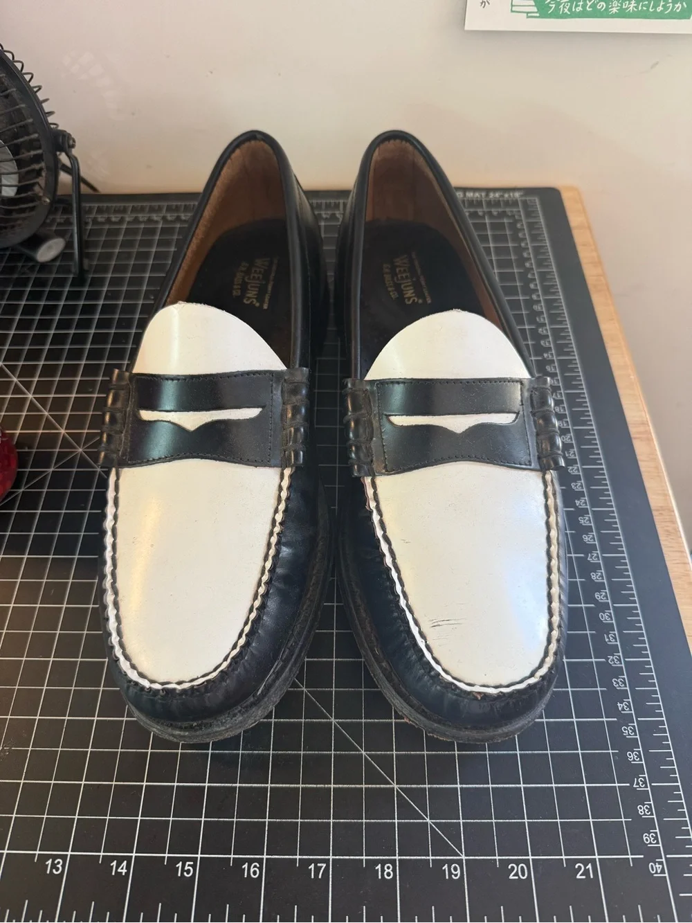 GH Bass White and Black Men’s Penny Loafers